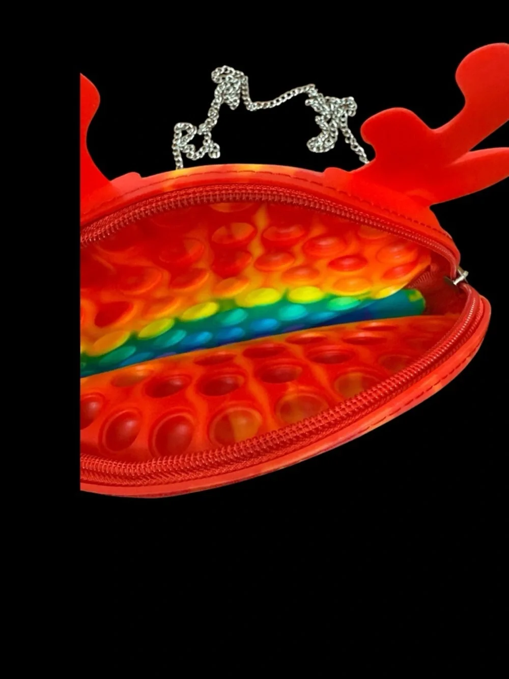 Rainbow Pop-It Crossbody Bag with Chain‎ Strap New. Sensory Friendly